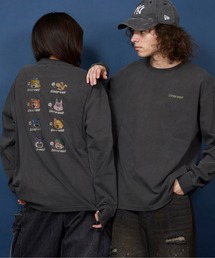 unrelaxing（アンリラクシング）の「ヴィンテージライク 古着風 綿100％ピグメント加工TプリントTシャツ　ロングTシャツ（Tシャツ/カットソー・メンズ）」