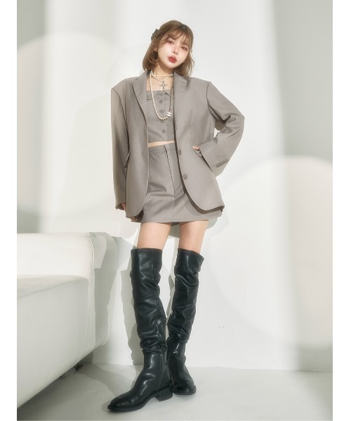 Darich（ダーリッチ）の「カラーデザインベアトップ（チューブトップ・レディース・グレー/サックスブルー/ベージュ/ライム/ピンク・FREE）」の9枚目の写真