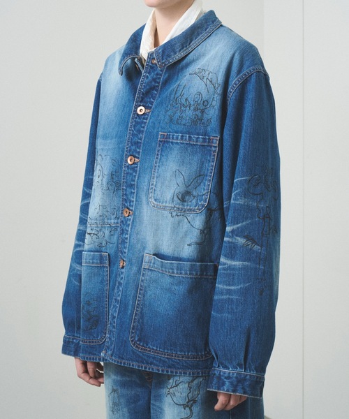 TROVE（トローヴ）の「TROVE x SHINSUKE KAWAHARA / DENIM JKT（デニムジャケット・メンズ・インディゴブルー/キナリ・1/3）」の4枚目の写真