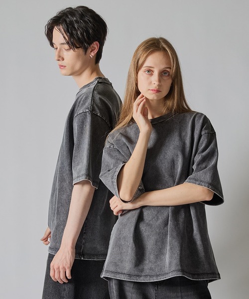 CLEL】Heavy Weight Vintage Design Short Sleeve Half Zip T