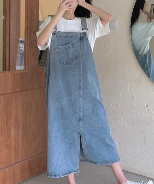 SallyLunn(サリーラン)の「【S~XLサイズ展開♪大人ゆるカジュアル】デニムサロペットワンピース(サロペット/オーバーオール・レディース・ブルー・MEDIUM/LARGE/SMALL/X-LARGE)」の18枚目の写真