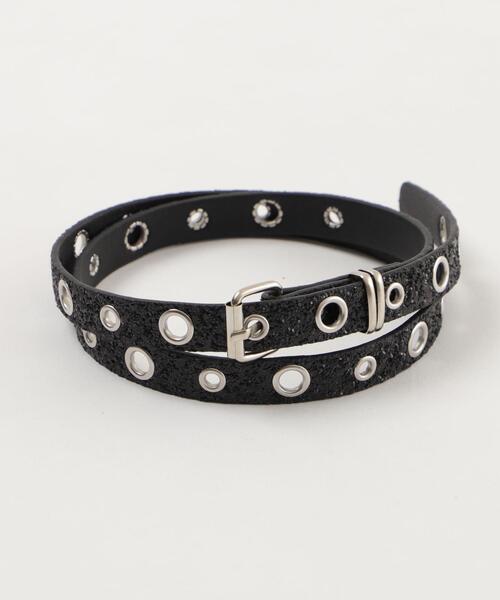 WEGO（ウィゴー）の「WEGO/細ラメハトメベルト（ベルト・レディース・シルバー/ブラック・FREE）」の2枚目の写真