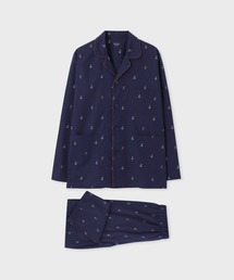 K227新品▼ ポールスミス Paul Smith パジャマ 上下セット 長袖＆ロングパンツ（前開き）ブルー系 L