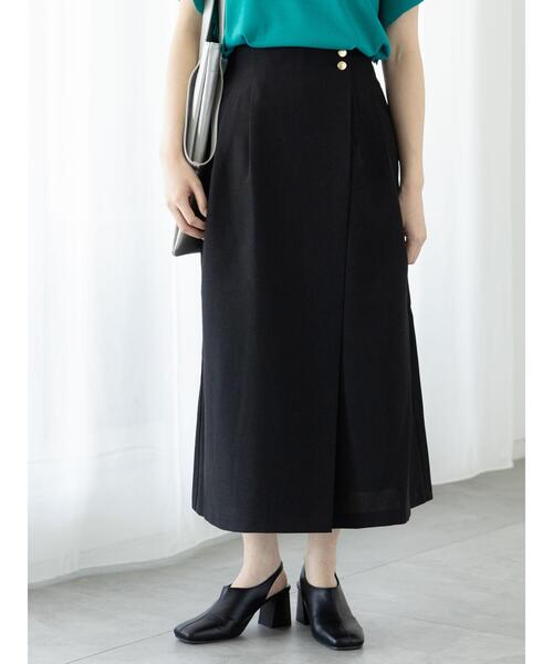 Te chichi TERRASSE（テチチテラス）の「麻調ボタンスカーチョ（その他パンツ・レディース・ブラック/ブルー/ベージュ・F）」の2枚目の写真