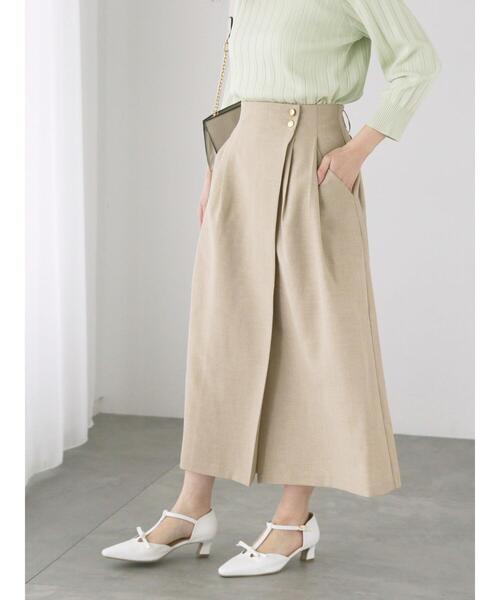 Te chichi TERRASSE（テチチテラス）の「麻調ボタンスカーチョ（その他パンツ・レディース・ブラック/ブルー/ベージュ・F）」の4枚目の写真