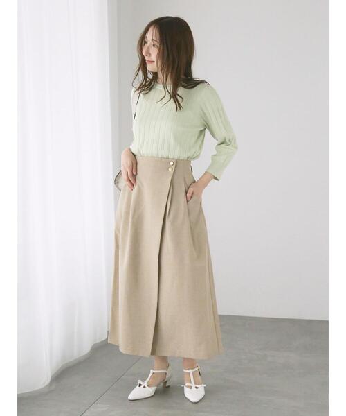 Te chichi TERRASSE（テチチテラス）の「麻調ボタンスカーチョ（その他パンツ・レディース・ブラック/ブルー/ベージュ・F）」の6枚目の写真