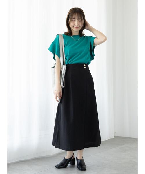 Te chichi TERRASSE（テチチテラス）の「麻調ボタンスカーチョ（その他パンツ・レディース・ブラック/ブルー/ベージュ・F）」の12枚目の写真