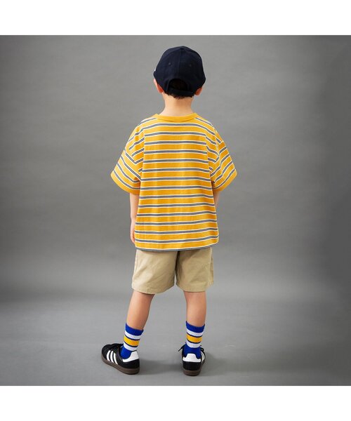 BREEZE（ブリーズ）の「【B NEW JACK】マルチボーダー半袖Tシャツ_ジュニア対応（Tシャツ/カットソー・キッズ・ブラウン/オレンジ/イエロー・90/100/110/120/130/140/150/160）」の5枚目の写真