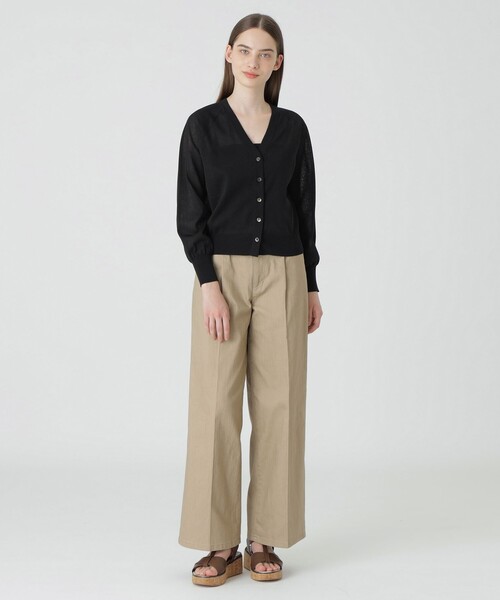 BLUE LABEL CRESTBRIDGE（ブルーレーベルクレストブリッジ）の「シアーニットカーディガン（カーディガン/ボレロ・レディース・ブラック/オフホワイト・38）」の9枚目の写真