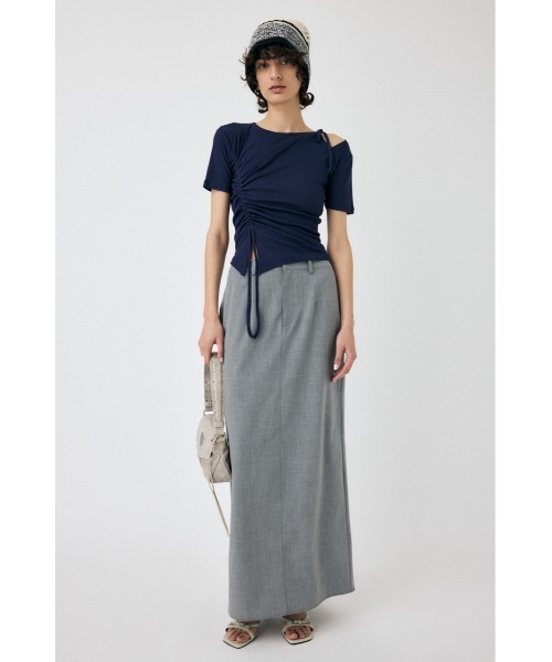 MOUSSY（マウジー）の「ONE SHOULDER TIED NECK Tシャツ（Tシャツ/カットソー・レディース・杢グレー/ホワイト/ネイビー・FREE）」の5枚目の写真