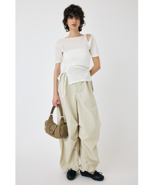 MOUSSY（マウジー）の「ONE SHOULDER TIED NECK Tシャツ（Tシャツ/カットソー・レディース・杢グレー/ホワイト/ネイビー・FREE）」の14枚目の写真