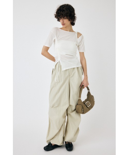 MOUSSY（マウジー）の「ONE SHOULDER TIED NECK Tシャツ（Tシャツ/カットソー・レディース・杢グレー/ホワイト/ネイビー・FREE）」の15枚目の写真