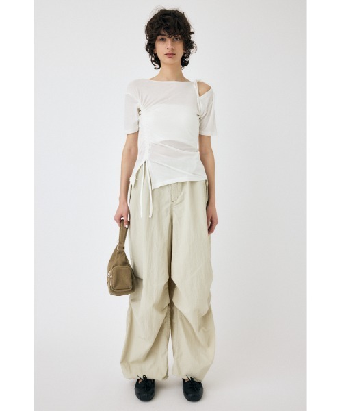 MOUSSY（マウジー）の「ONE SHOULDER TIED NECK Tシャツ（Tシャツ/カットソー・レディース・杢グレー/ホワイト/ネイビー・FREE）」の16枚目の写真