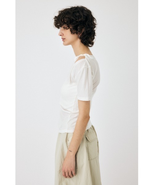 MOUSSY（マウジー）の「ONE SHOULDER TIED NECK Tシャツ（Tシャツ/カットソー・レディース・杢グレー/ホワイト/ネイビー・FREE）」の19枚目の写真