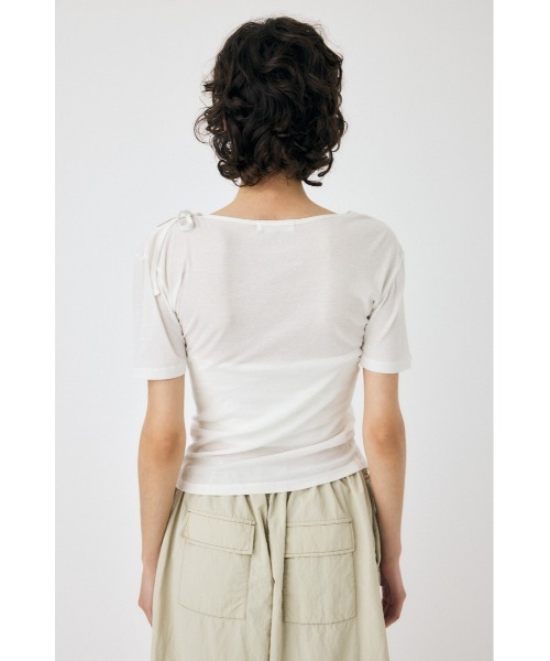 MOUSSY（マウジー）の「ONE SHOULDER TIED NECK Tシャツ（Tシャツ/カットソー・レディース・杢グレー/ホワイト/ネイビー・FREE）」の20枚目の写真