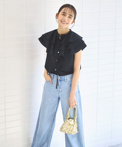 ルイルエブティック RUIRUE BOUTIQUE エアリーフリルサマーブラウス （イエロー） ルイルエブティック RUIRUE BOUTIQUE エアリーフリルサマー