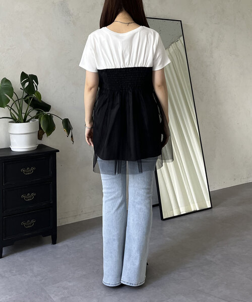 prose verse(プロズヴェール)の「フリルチュールドッキングペプラムTシャツ(Tシャツ/カットソー・レディース・ブラック系その他/オフホワイト・MEDIUM/LARGE)」の19枚目の写真