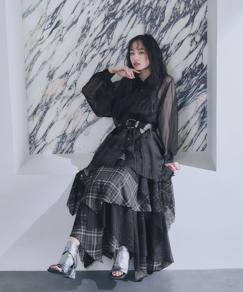 HARE(ハレ)の「シアープリーツシャツ(HARE)(シャツ/ブラウス・レディース・パープル/ホワイト/ブラック/ブルー/オレンジ・FREE)」の9枚目の写真