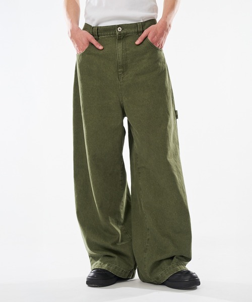 kutir（クティール）の「VINTAGE LIKE OVER DYE PAINTER BAGGY DENIM／ヴィンテージライクオーバーダイペインターバギーデニム（デニムパンツ・メンズ・ブラック/カーキ/グレー/インディゴブルー・MEDIUM/LARGE/SMALL）」の3枚目の写真