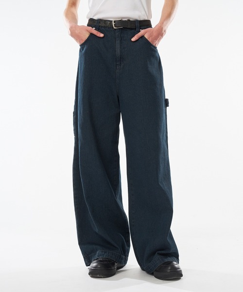 kutir（クティール）の「VINTAGE LIKE OVER DYE PAINTER BAGGY DENIM／ヴィンテージライクオーバーダイペインターバギーデニム（デニムパンツ・メンズ・ブラック/カーキ/グレー/インディゴブルー・MEDIUM/LARGE/SMALL）」の4枚目の写真