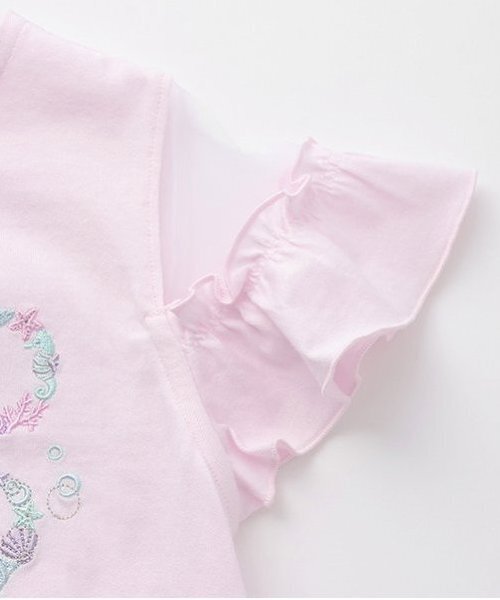 海モチーフロゴ刺しゅう 半袖Tシャツ(100cm オフ ホワイト