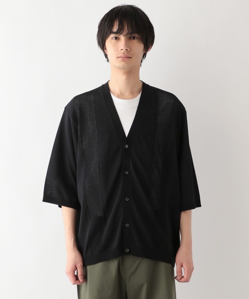美品＊芽風 センソユニコ リネン混変形ボレロカーディガン 40 黒 洗える 春夏 美品＊芽風 センソユニコ リネン混変形ボレロカーディガン 40 黒