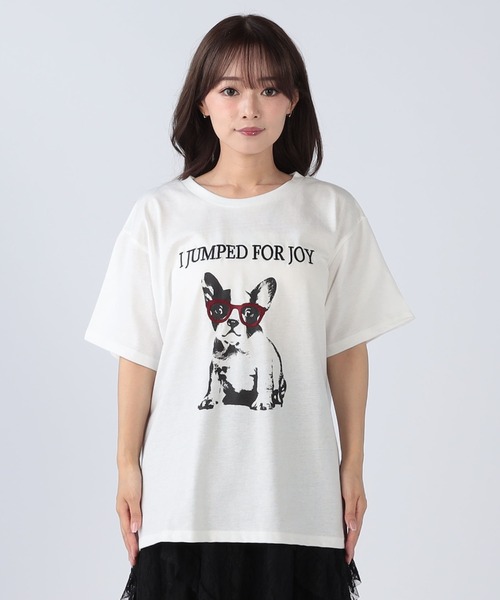 INTERPLANET（インタープラネット）の「DOGプリントTシャツ（Tシャツ/カットソー・レディース・オフホワイト/チャコールグレー/パープル・MEDIUM/LARGE）」の7枚目の写真