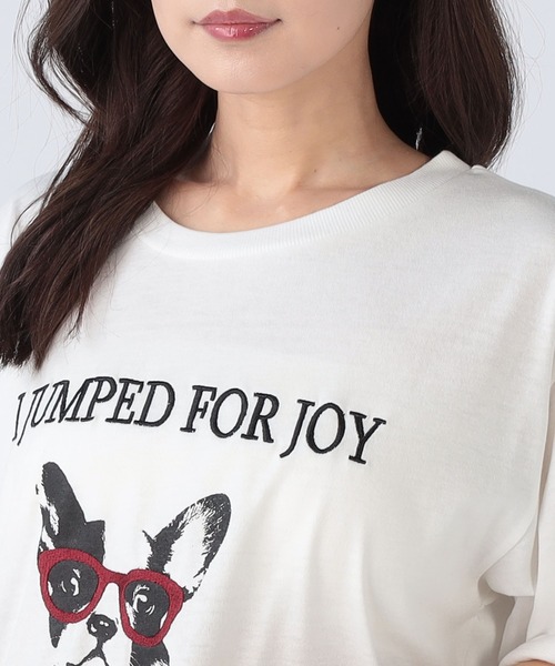 INTERPLANET（インタープラネット）の「DOGプリントTシャツ（Tシャツ/カットソー・レディース・オフホワイト/チャコールグレー/パープル・MEDIUM/LARGE）」の10枚目の写真