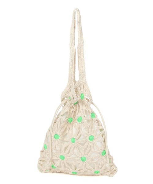 BAYFLOW（ベイフロー）の「フラワークロシェ巾着トート（トートバッグ・レディース・ピンク/ライトグリーン・FREE）」の3枚目の写真