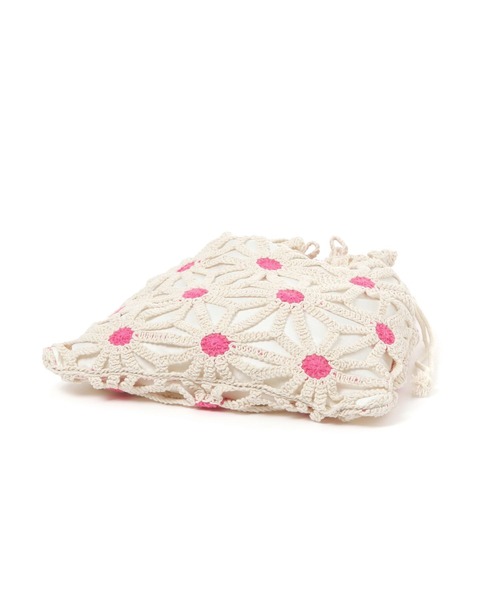 BAYFLOW（ベイフロー）の「フラワークロシェ巾着トート（トートバッグ・レディース・ピンク/ライトグリーン・FREE）」の8枚目の写真