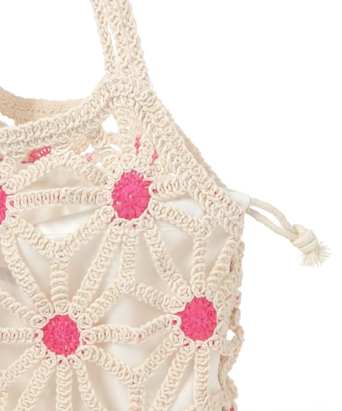 BAYFLOW（ベイフロー）の「フラワークロシェ巾着トート（トートバッグ・レディース・ピンク/ライトグリーン・FREE）」の10枚目の写真