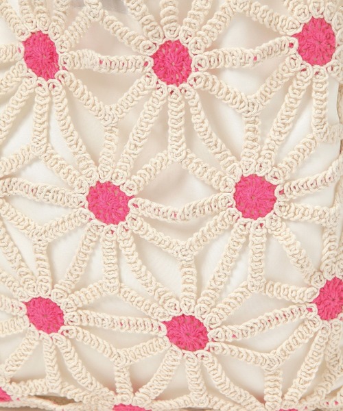 BAYFLOW（ベイフロー）の「フラワークロシェ巾着トート（トートバッグ・レディース・ピンク/ライトグリーン・FREE）」の11枚目の写真