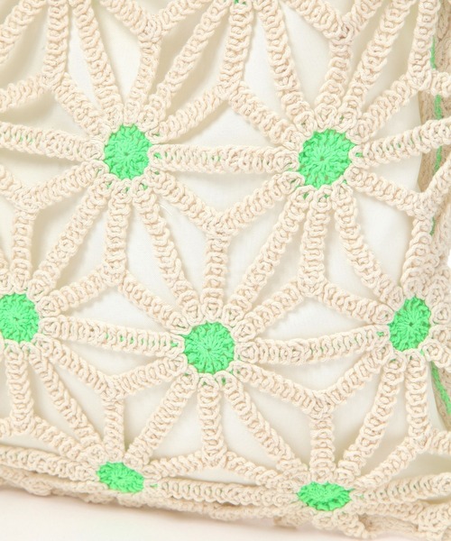 BAYFLOW（ベイフロー）の「フラワークロシェ巾着トート（トートバッグ・レディース・ピンク/ライトグリーン・FREE）」の15枚目の写真