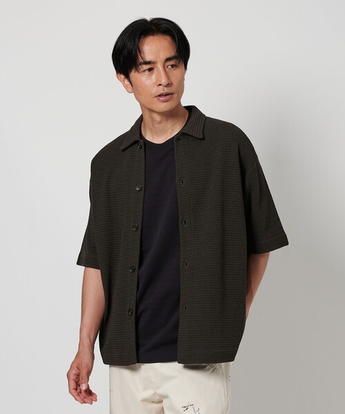 BEAUTY&YOUTH UNITED ARROWS(ビューティーアンドユースユナイテッドアローズ)の「パナマ ショートスリーブ ニットシャツ(カーディガン/ボレロ・メンズ・ダークグレー/ナチュラル・XL/M/S/L)」の2枚目の写真