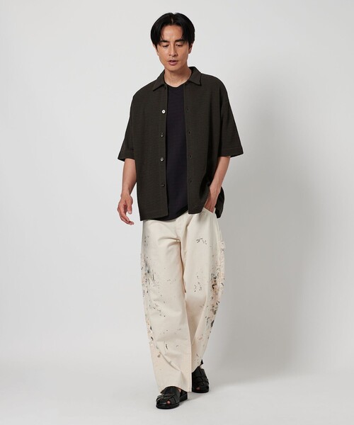 BEAUTY&YOUTH UNITED ARROWS(ビューティーアンドユースユナイテッドアローズ)の「パナマ ショートスリーブ ニットシャツ(カーディガン/ボレロ・メンズ・ダークグレー/ナチュラル・XL/M/S/L)」の4枚目の写真