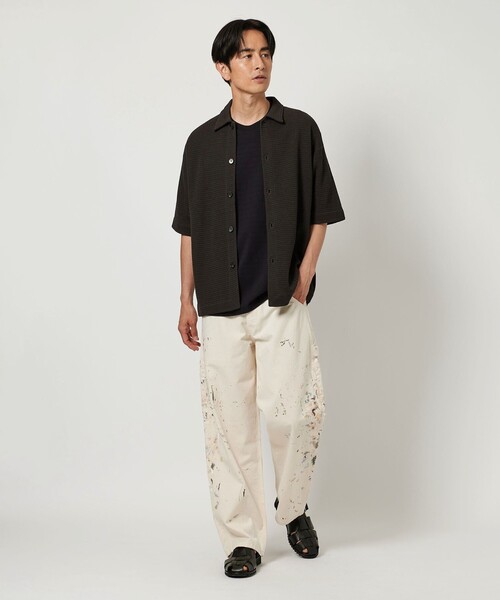BEAUTY&YOUTH UNITED ARROWS(ビューティーアンドユースユナイテッドアローズ)の「パナマ ショートスリーブ ニットシャツ(カーディガン/ボレロ・メンズ・ダークグレー/ナチュラル・XL/M/S/L)」の5枚目の写真