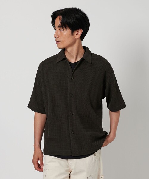 BEAUTY&YOUTH UNITED ARROWS(ビューティーアンドユースユナイテッドアローズ)の「パナマ ショートスリーブ ニットシャツ(カーディガン/ボレロ・メンズ・ダークグレー/ナチュラル・XL/M/S/L)」の6枚目の写真