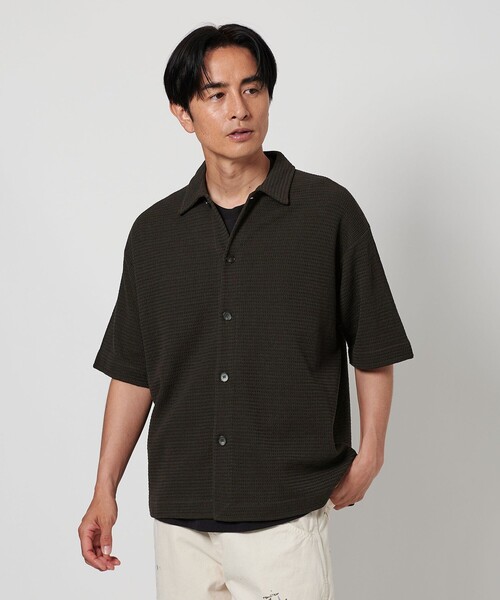 BEAUTY&YOUTH UNITED ARROWS(ビューティーアンドユースユナイテッドアローズ)の「パナマ ショートスリーブ ニットシャツ(カーディガン/ボレロ・メンズ・ダークグレー/ナチュラル・XL/M/S/L)」の7枚目の写真
