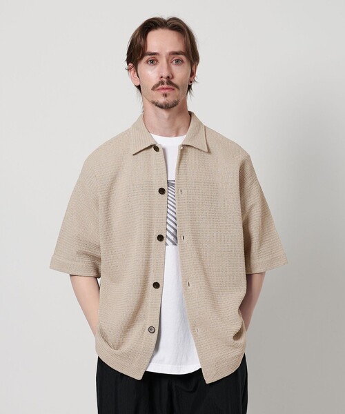 BEAUTY&YOUTH UNITED ARROWS(ビューティーアンドユースユナイテッドアローズ)の「パナマ ショートスリーブ ニットシャツ(カーディガン/ボレロ・メンズ・ダークグレー/ナチュラル・XL/M/S/L)」の8枚目の写真