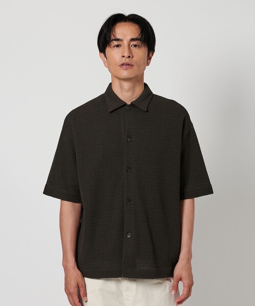 BEAUTY&YOUTH UNITED ARROWS(ビューティーアンドユースユナイテッドアローズ)の「パナマ ショートスリーブ ニットシャツ(カーディガン/ボレロ・メンズ・ダークグレー/ナチュラル・XL/M/S/L)」の9枚目の写真