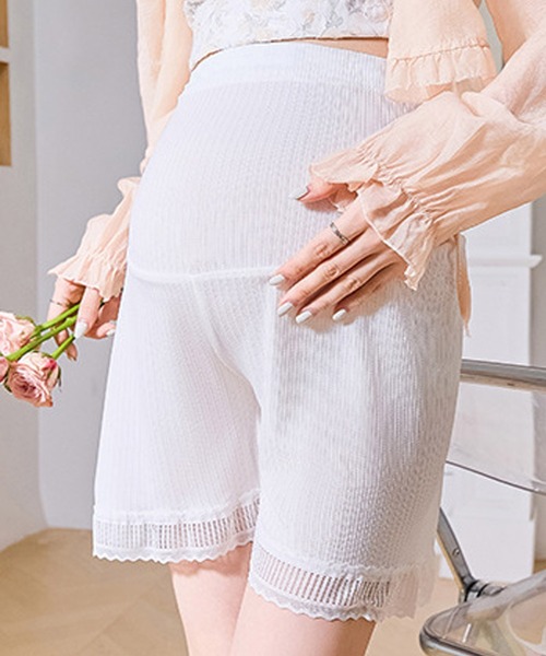 aimoha(アイモハ)の「レースヘムマタニティショートパンツ (SS)(マタニティウェア/グッズ・レディース・ホワイト/ブラック/ライトグレー/ライトグリーン/ライトベージュ・X-LARGE/LARGE/MEDIUM)」の8枚目の写真