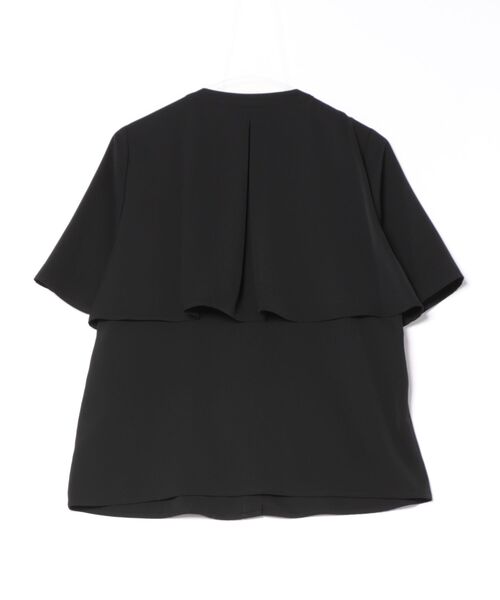 m.f.editorial（エムエフエディトリアル）の「【ウォッシャブル】m.f.エディトリアルレディース ケープバンドカラー 半袖比翼ブラウス（シャツ/ブラウス・レディース・グレー系その他2/アイボリー/ブラック・MEDIUM/LARGE）」の4枚目の写真