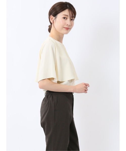 m.f.editorial（エムエフエディトリアル）の「【ウォッシャブル】m.f.エディトリアルレディース ケープバンドカラー 半袖比翼ブラウス（シャツ/ブラウス・レディース・グレー系その他2/アイボリー/ブラック・MEDIUM/LARGE）」の22枚目の写真