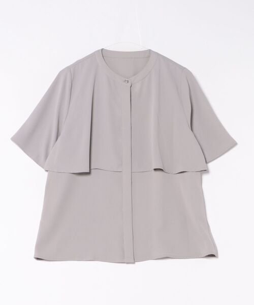 m.f.editorial（エムエフエディトリアル）の「【ウォッシャブル】m.f.エディトリアルレディース ケープバンドカラー 半袖比翼ブラウス（シャツ/ブラウス・レディース・グレー系その他2/アイボリー/ブラック・MEDIUM/LARGE）」の20枚目の写真