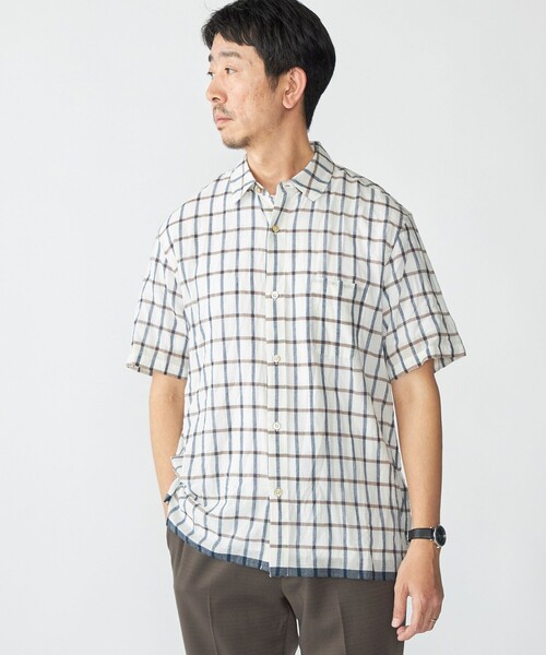 SHIPS(シップス)の「SHIPS: インディア レギュラーカラー ショートスリーブ シャツ(シャツ/ブラウス・メンズ・コバルトブルー/ホワイト系/ブラウン系・SMALL/MEDIUM/LARGE/X-LARGE)」の2枚目の写真