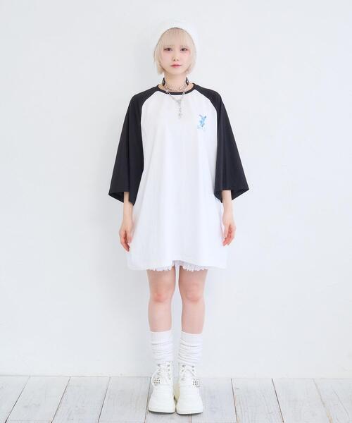 Whinny(ホワイニー)の「Whinny/闇うさぎを心臓に灯すティー(Tシャツ/カットソー・レディース・ホワイト/ブラック/サックスブルー・FREE)」の8枚目の写真