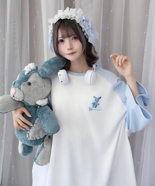 Whinny(ホワイニー)の「Whinny/闇うさぎを心臓に灯すティー(Tシャツ/カットソー・レディース・ホワイト/ブラック/サックスブルー・FREE)」の18枚目の写真