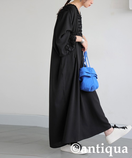 antiqua(アンティカ)の「フリンジジャガードワンピース(ワンピース・レディース・ブラック/ナチュラル・ONESIZE)」の22枚目の写真