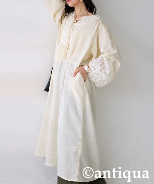 antiqua(アンティカ)の「フリンジジャガードワンピース(ワンピース・レディース・ブラック/ナチュラル・ONESIZE)」の19枚目の写真