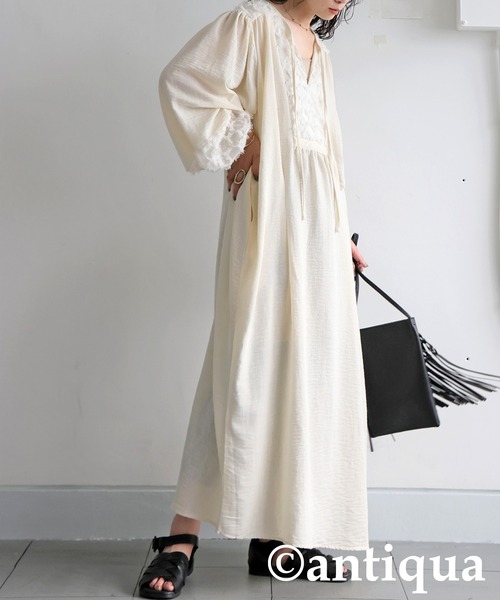 antiqua(アンティカ)の「フリンジジャガードワンピース(ワンピース・レディース・ブラック/ナチュラル・ONESIZE)」の18枚目の写真